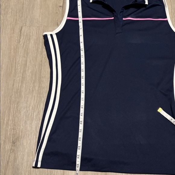 Navy Sleeveless Polo Shirt with Pink and White Accents - Picture 3 of 3